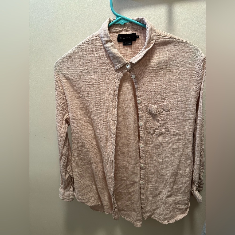 Hatch Orange Gingham Button Down Blouse - image 1